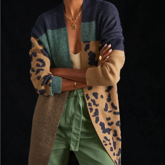 Anthropologie Mixed Print Animal Duster Cardigan - Picture 1 of 6